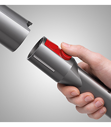close up image of the Dyson Cinetic Big Ball, focussing on the Quick-release tools.